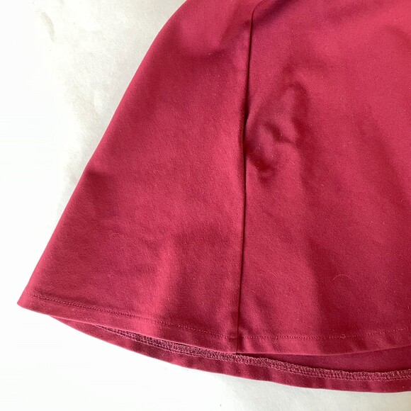 Madewell Black Leather Trim Short Sleeve Skater Mini Dress in Burgundy Red XS - Picture 12 of 12